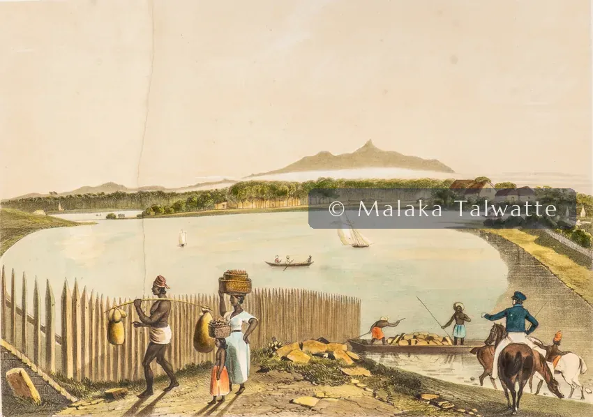 John Deschamps: Adam's Peak and the Lake of Colombo From the Galle Barrier.