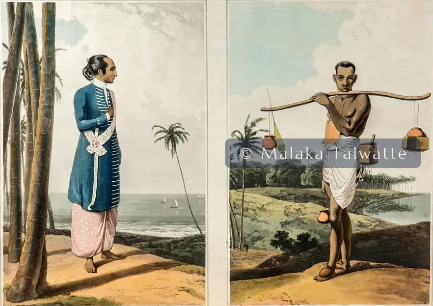 Samuel Daniell's 1808 aquatint: A Mahamodliar and Toddy Gatherer.