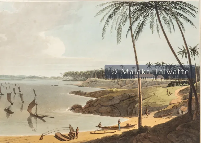 Samuel Daniell's 1808 aquatint: A View of the Fishing Cove, Near Colombo.