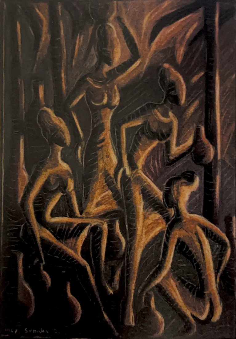 Senaka Senanayake, 'Women with Pots', 1967.