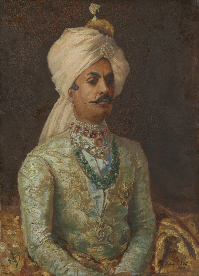 Sydney Prior Hall, portrait of Sir Pratap Singh, 1887, a bust-length oil study made in connection with the Prince of Wales India tour.