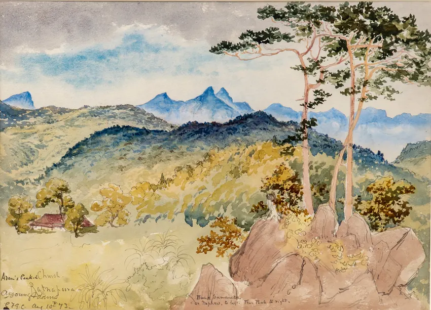 Constance Gordon-Cumming: Adam's Peak and Church, Ratnapoora.