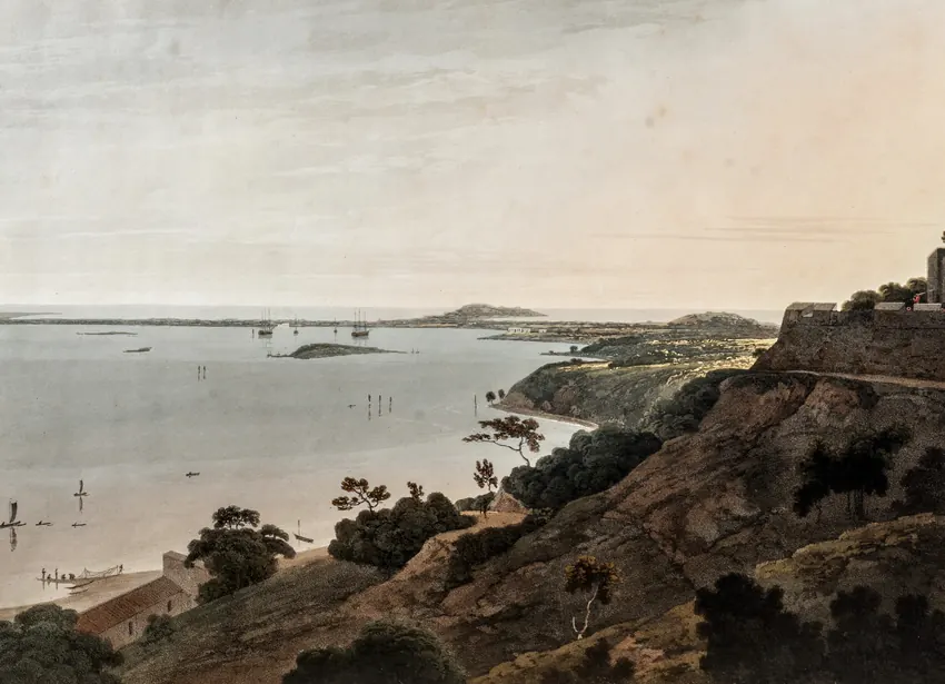 Samuel Daniell's 1808 aquatint: View of the Harbour of Trincomalee.