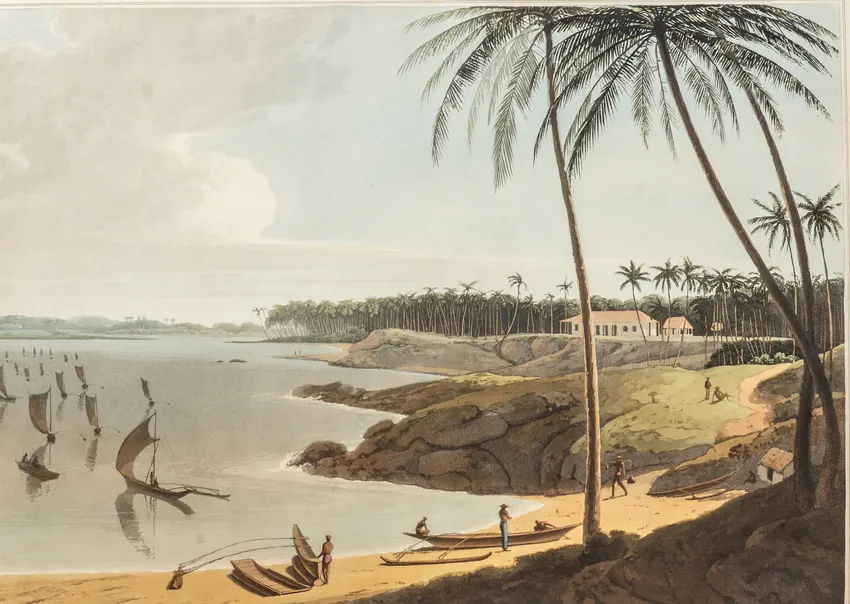 Samuel Daniell's 1808 aquatint: A View of the Fishing Cove, Near Colombo.