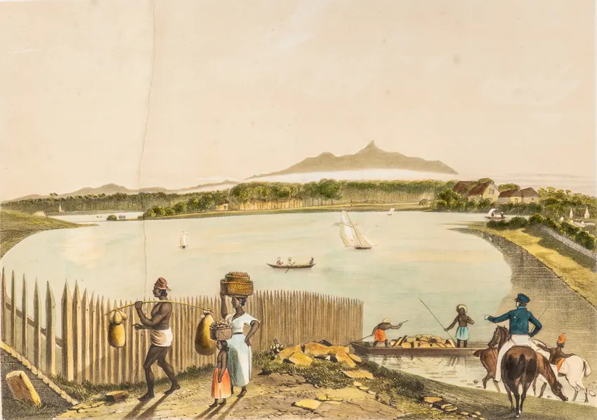 John Deschamps: Adam's Peak and the Lake of Colombo From the Galle Barrier.