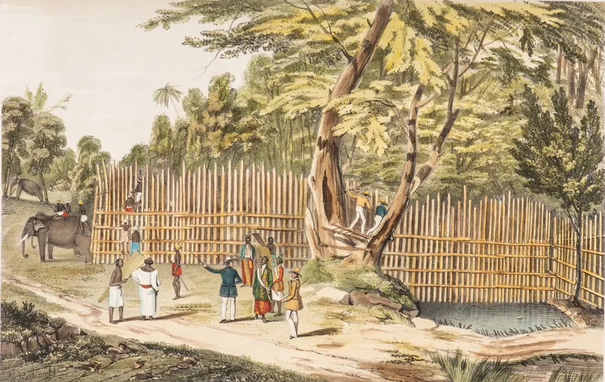John Deschamps: The Great Elephant Kraal at Cottawya.