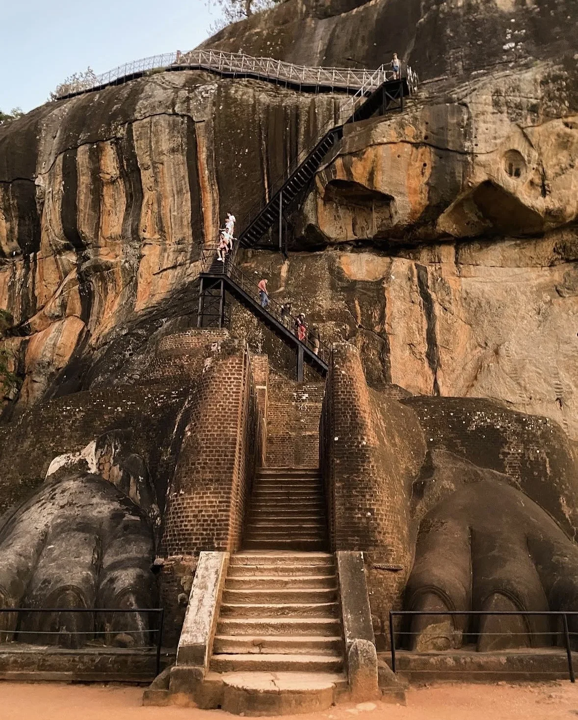 The great carved lion's paws at the foot of the final stairway to the summit of Sigiriya.